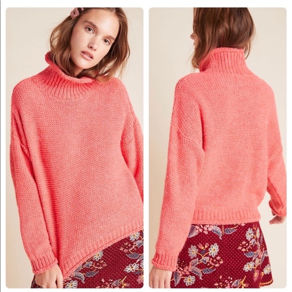 NWT Anthropologie Lottie Textured Wool blend mock neck sweater - Picture 1 of 11